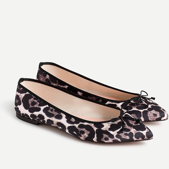 J. Crew Shoes - J. Crew Leopard Animal Print Satin Bow Flats